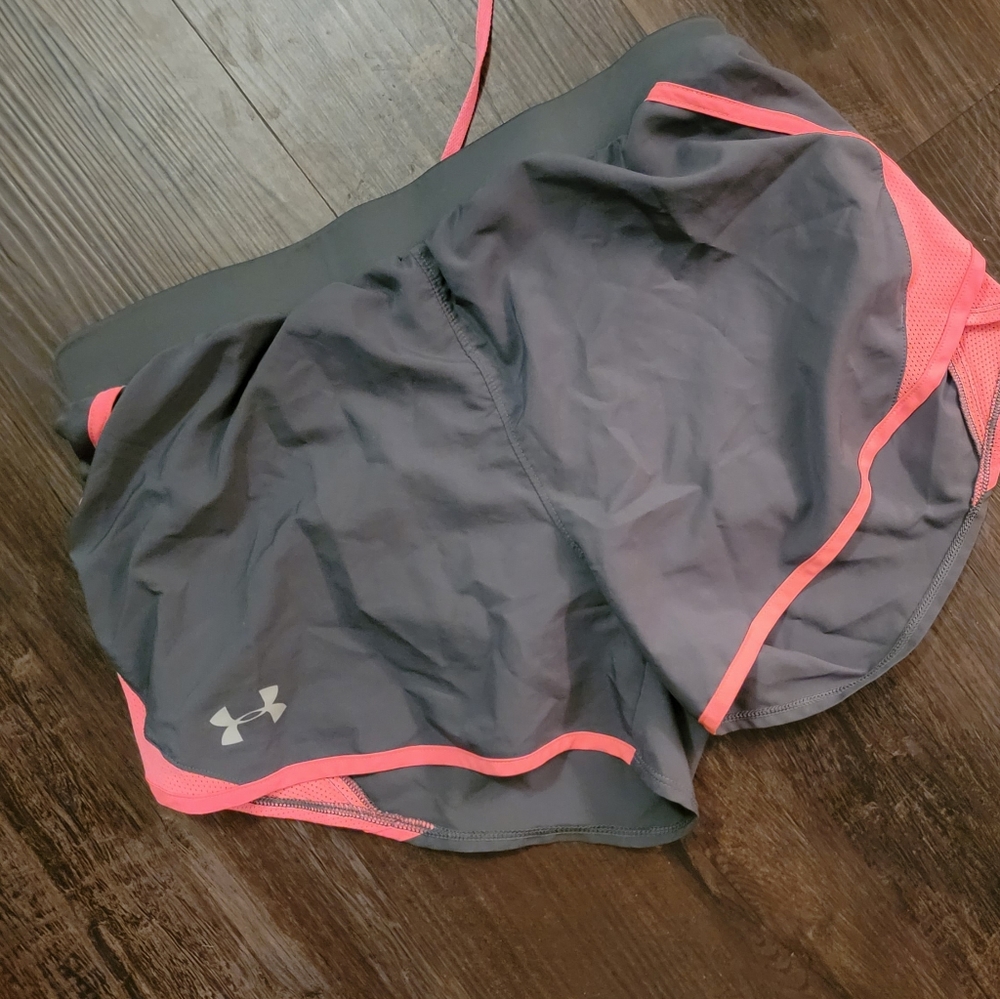 Gray and pink Under Armour shorts
